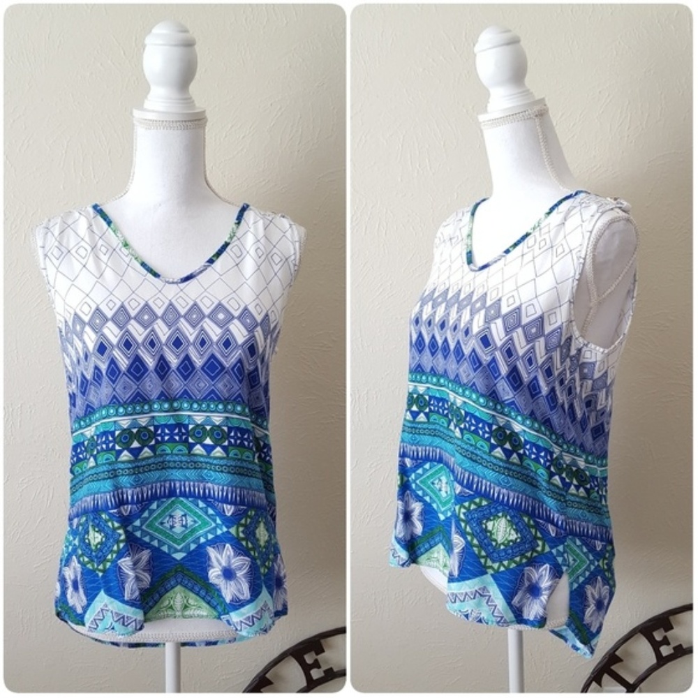 Fresh Tart Geometric Patterned Sleeveless Top